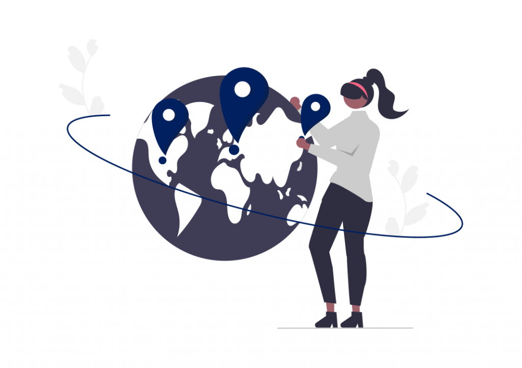 Illustration of person holding globe.